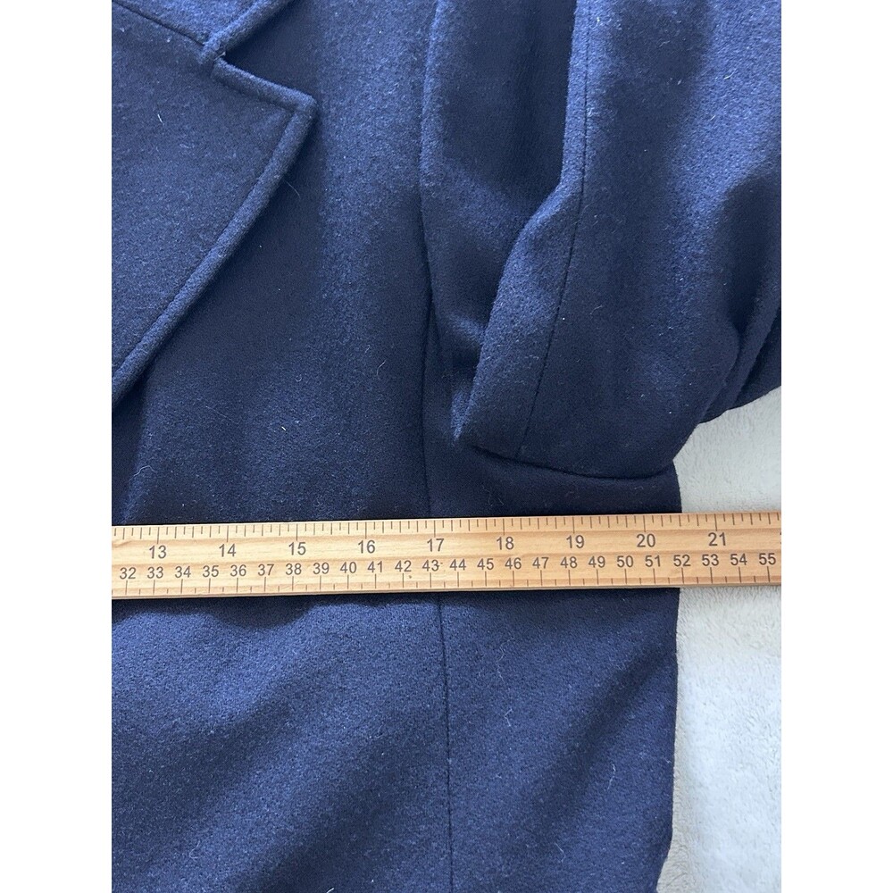 J G Hook Vintage Merino Wool Coat Sz 10 Navy Long Tailored Classic Gold Buttons - Picture 8 of 15